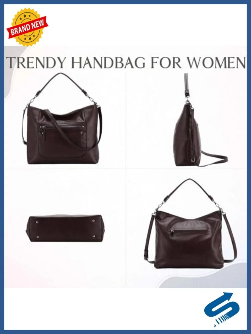 Vegan Leather Large Hobo Bag Tote with Convertible Crossbody Strap